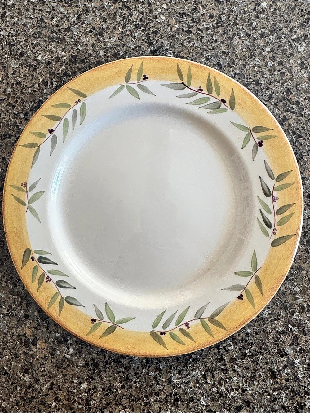 Crate & Barrel Brittany Olive Branch Dinner Plate 10" in Cream & Yellow